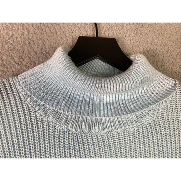 NOVAMEN Light Blue Turtleneck Sweater Polyester Cozy Knit Top Size Large - Picture 8 of 13